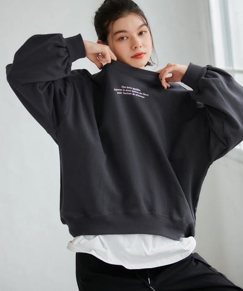 ROPE' PICNIC（ロペピクニック）の「オーバーサイズアソートロゴ刺繍スウェット（スウェット・レディース・チャコールグレー/サックスブルー/グレー系その他/キナリ・38）」の6枚目の写真