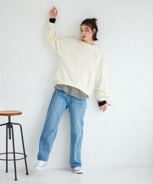 ROPE' PICNIC（ロペピクニック）の「オーバーサイズアソートロゴ刺繍スウェット（スウェット・レディース・チャコールグレー/サックスブルー/グレー系その他/キナリ・38）」の14枚目の写真