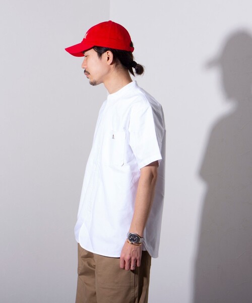 GEVACO(ゲバコ)の「【GEVACO/ゲバコ】オックスバンドカラー半袖シャツ (無地/チェック/ストライプ)(シャツ/ブラウス・メンズ・ブラック系その他/オレンジ系その他/グレー系その他/ホワイト・S/M/L)」の8枚目の写真