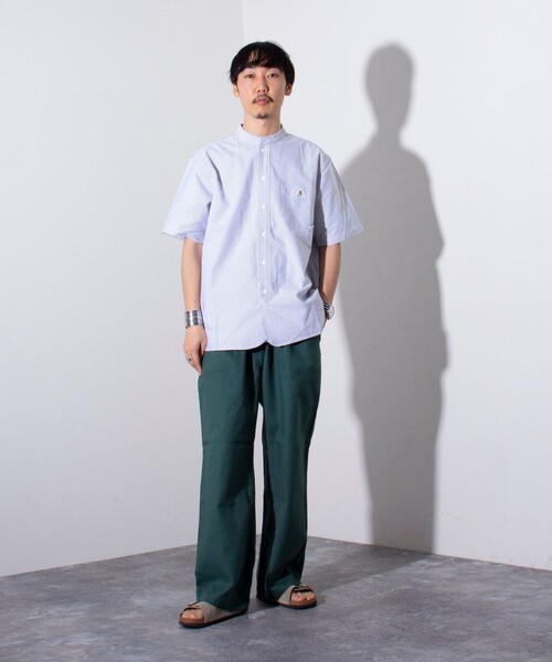 GEVACO(ゲバコ)の「【GEVACO/ゲバコ】オックスバンドカラー半袖シャツ (無地/チェック/ストライプ)(シャツ/ブラウス・メンズ・ブラック系その他/オレンジ系その他/グレー系その他/ホワイト・S/M/L)」の16枚目の写真