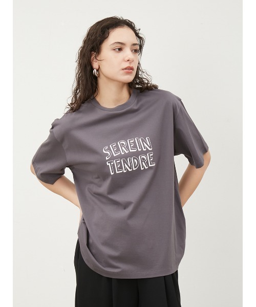 Mila Owen（ミラオーウェン）の「ロゴプリントTシャツ【手洗い可能】（Tシャツ/カットソー・レディース・ベージュ/チャコールグレー/ホワイト・1/0）」の3枚目の写真