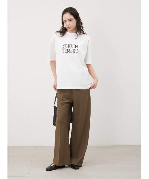 Mila Owen（ミラオーウェン）の「ロゴプリントTシャツ【手洗い可能】（Tシャツ/カットソー・レディース・ベージュ/チャコールグレー/ホワイト・1/0）」の4枚目の写真