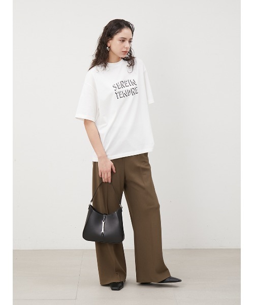 Mila Owen（ミラオーウェン）の「ロゴプリントTシャツ【手洗い可能】（Tシャツ/カットソー・レディース・ベージュ/チャコールグレー/ホワイト・1/0）」の5枚目の写真