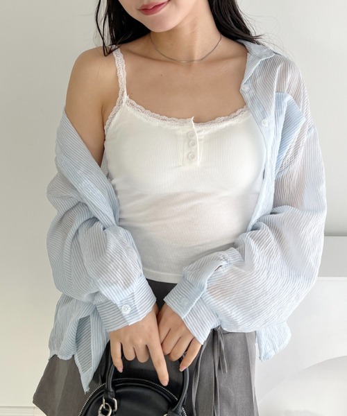 早い者勝ち<LOEF>ロエフ☆ギャバキャミソールベスト☆美品☆平日限定 セール】レースストラップカップ付きブラキャミソール