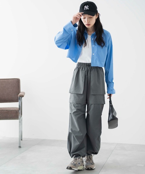 WEGO（ウィゴー）の「WEGO/2WAYパラシュートパンツ（カーゴパンツ・レディース・ブラック/ダークグレー・FREE）」の18枚目の写真