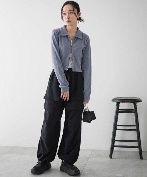 WEGO（ウィゴー）の「WEGO/2WAYパラシュートパンツ（カーゴパンツ・レディース・ブラック/ダークグレー・FREE）」の17枚目の写真