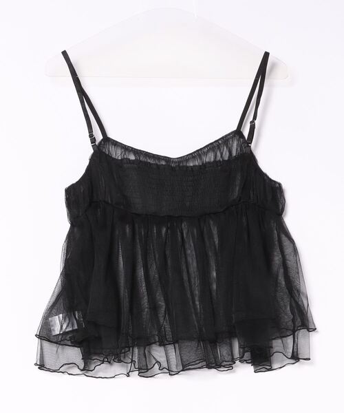 clear（クリア）の「ペプラムチュールビスチェ（キャミソール・レディース・ブラック/ライトベージュ/ブルーグレー/カーキ/ピンク/イエロー・F）」の7枚目の写真