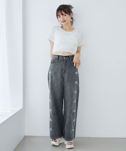 MAJESTIC LEGON(マジェスティックレゴン)の「【WEB限定Lサイズあり】リボンビジューデニムパンツ(デニムパンツ・レディース・サックスブルー/ピンク/グレー/ブルー系その他3/グレー系その他・SMALL/MEDIUM/LARGE)」の19枚目の写真