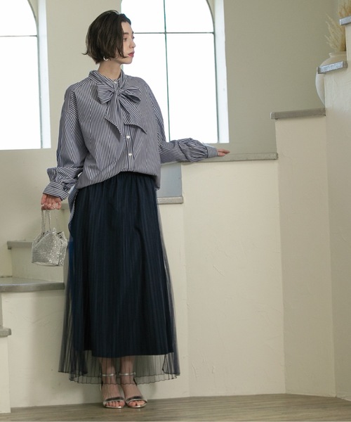 OPAQUE.CLIP（オペークドットクリップ）の「◆≪２点セット≫ ワッフルニット×チュールスカートセットアップ 【洗える】（スカート・レディース・ブラック/ブラック系/ネイビー/ダークブラウン・38/40）」の17枚目の写真