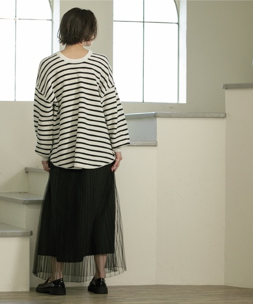 OPAQUE.CLIP（オペークドットクリップ）の「◆≪２点セット≫ ワッフルニット×チュールスカートセットアップ 【洗える】（スカート・レディース・ブラック/ブラック系/ネイビー/ダークブラウン・38/40）」の5枚目の写真