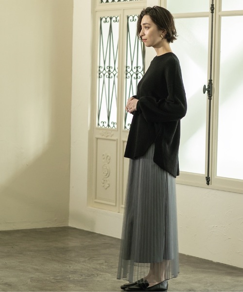 OPAQUE.CLIP（オペークドットクリップ）の「◆≪２点セット≫ ワッフルニット×チュールスカートセットアップ 【洗える】（スカート・レディース・ブラック/ブラック系/ネイビー/ダークブラウン・38/40）」の8枚目の写真