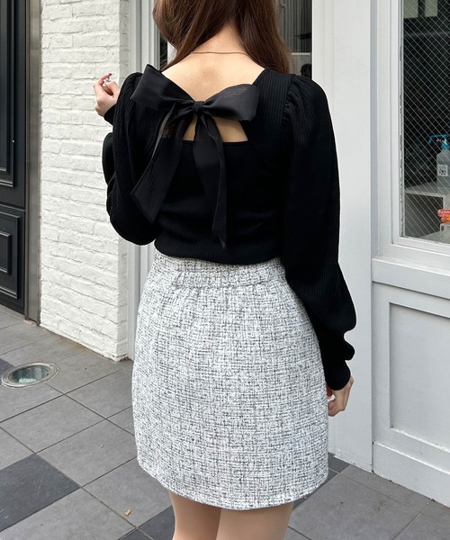 INGNI（イング）の「Backリボンリブトップス（その他トップス・レディース・ブラック/オフホワイト/ライトピンク・M）」の13枚目の写真