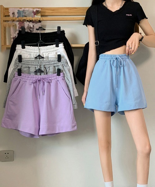 Miniministore（ミニミニストア）の「スウェットショートパンツ レディース春夏（スウェットパンツ・レディース・ホワイト/ラベンダー/ブラック/グレー/ブルー・FREE）」の14枚目の写真