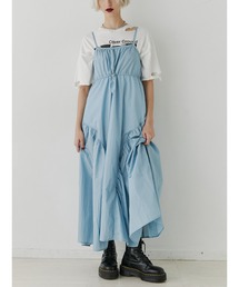 ギャザーロングキャミワンピース