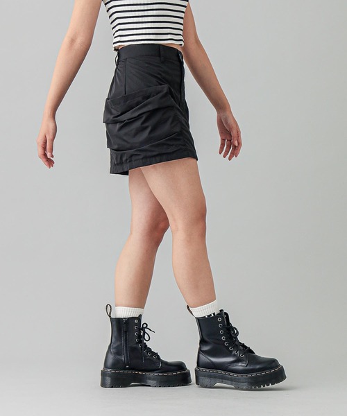 X-girl（エックスガール）の「LOOSE POCKET MINI SKIRT（スカート・レディース・ブラック/ベージュ・S/M）」の4枚目の写真