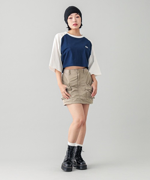 X-girl（エックスガール）の「LOOSE POCKET MINI SKIRT（スカート・レディース・ブラック/ベージュ・S/M）」の11枚目の写真