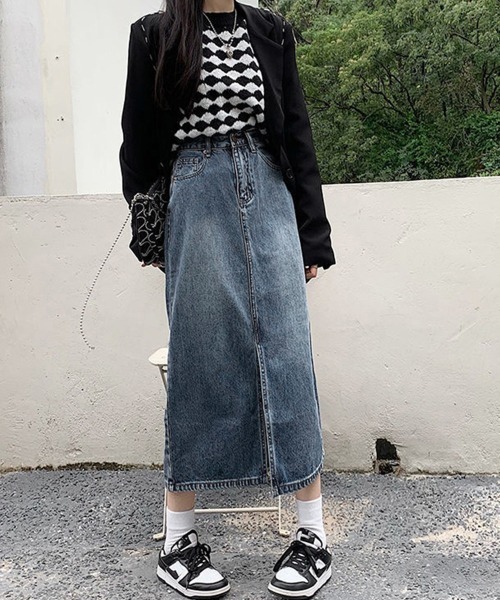 Miniministore(ミニミニストア)の「デニム タイトスカート フロントスリット(デニムスカート・レディース・インディゴブルー・L/XL/M/S)」の18枚目の写真