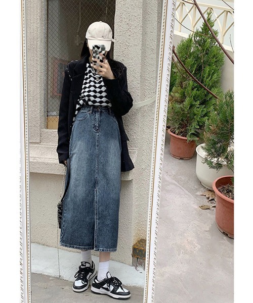 Miniministore(ミニミニストア)の「デニム タイトスカート フロントスリット(デニムスカート・レディース・インディゴブルー・L/XL/M/S)」の14枚目の写真