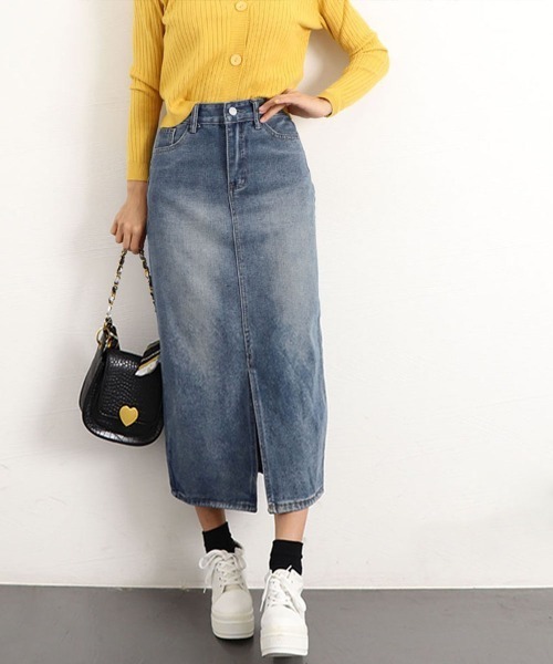Miniministore(ミニミニストア)の「デニム タイトスカート フロントスリット(デニムスカート・レディース・インディゴブルー・L/XL/M/S)」の7枚目の写真