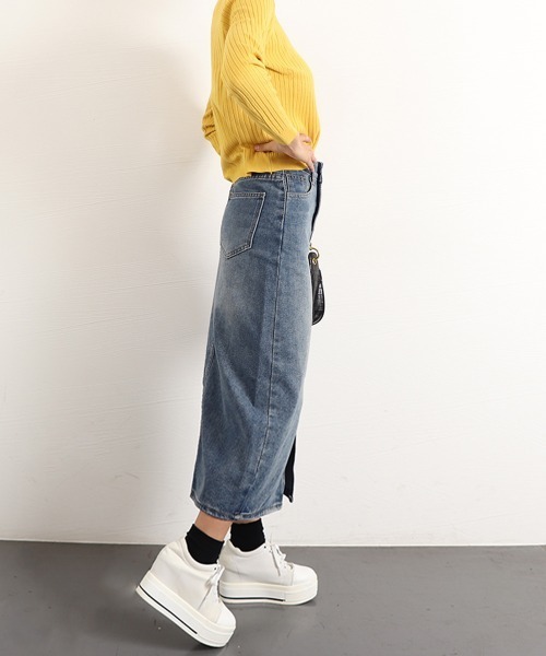 Miniministore(ミニミニストア)の「デニム タイトスカート フロントスリット(デニムスカート・レディース・インディゴブルー・L/XL/M/S)」の8枚目の写真