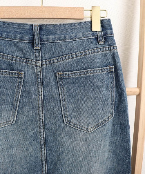 Miniministore(ミニミニストア)の「デニム タイトスカート フロントスリット(デニムスカート・レディース・インディゴブルー・L/XL/M/S)」の4枚目の写真