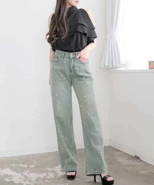 Julia Boutique（ジュリアブティック）の「パール付きハイウエストデニムパンツ/24100（デニムパンツ・レディース・ライトブルー・S/M/L）」の17枚目の写真