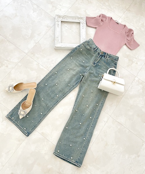 Julia Boutique（ジュリアブティック）の「パール付きハイウエストデニムパンツ/24100（デニムパンツ・レディース・ライトブルー・S/M/L）」の20枚目の写真