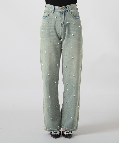 Julia Boutique（ジュリアブティック）の「パール付きハイウエストデニムパンツ/24100（デニムパンツ・レディース・ライトブルー・S/M/L）」の21枚目の写真