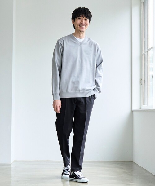 coen(コーエン)の「【RONEL】ハイゲージクリアVネックニット(ニット/セーター・メンズ・ライトグレー/ブラック/ネイビー・S/M/L/XL)」の5枚目の写真