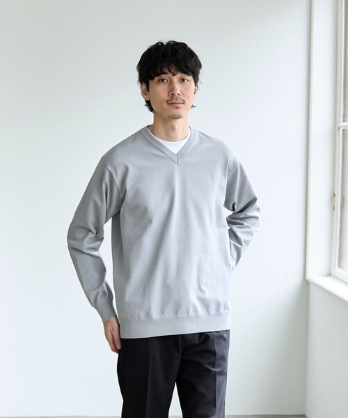 coen(コーエン)の「【RONEL】ハイゲージクリアVネックニット(ニット/セーター・メンズ・ライトグレー/ブラック/ネイビー・S/M/L/XL)」の6枚目の写真