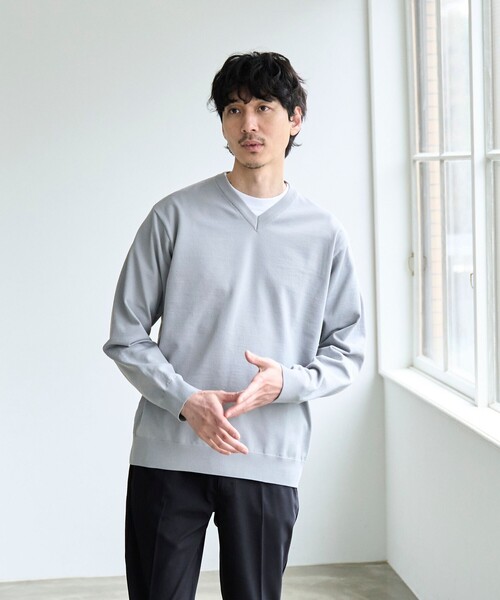 coen(コーエン)の「【RONEL】ハイゲージクリアVネックニット(ニット/セーター・メンズ・ライトグレー/ブラック/ネイビー・S/M/L/XL)」の8枚目の写真