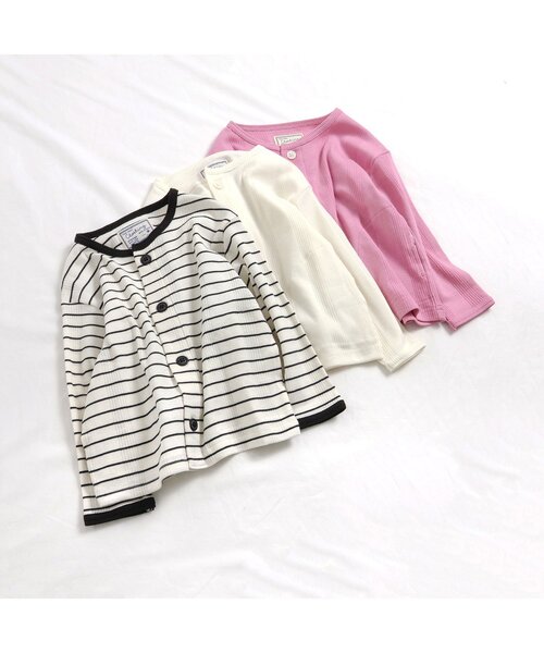 apres les cours(アプレレクール)の「無地・ボーダーUVカットカーディガン(カーディガン/ボレロ・キッズ・その他2/ピンク/アイボリー・90/100/110/120/130/140/80)」の4枚目の写真