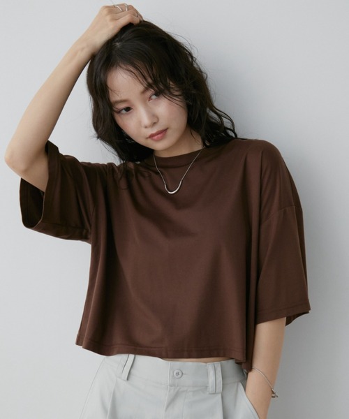 セール】【接触冷感】クロップドショートスリーブTシャツ（Tシャツ