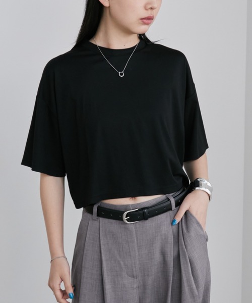 美品　DRESSTERIOR 接触冷感 ハイカウントクロップドシャツ　刺繍入り DRESSTERIOR（ドレステリア）の「◇【接触冷感】ハイカウント