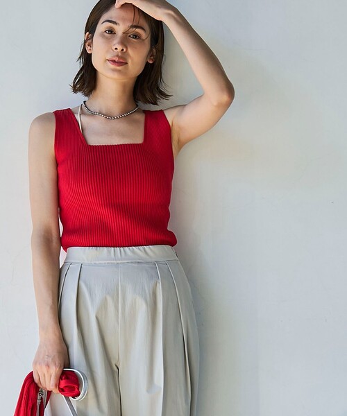 coen(コーエン)の「【RONEL】2WAYリブニットタンクトップ(タンクトップ・レディース・レッド/ダークグリーン/グレー/ブラック・S/M)」の4枚目の写真