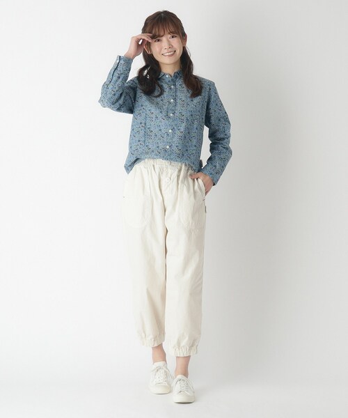 LAURA ASHLEY（ローラアシュレイ）の「【コットン100％/日本製/ワンマイルウエア】ウェザー裾ゴムパンツ（その他パンツ・レディース・アイボリー/ブルー系その他・38）」の5枚目の写真
