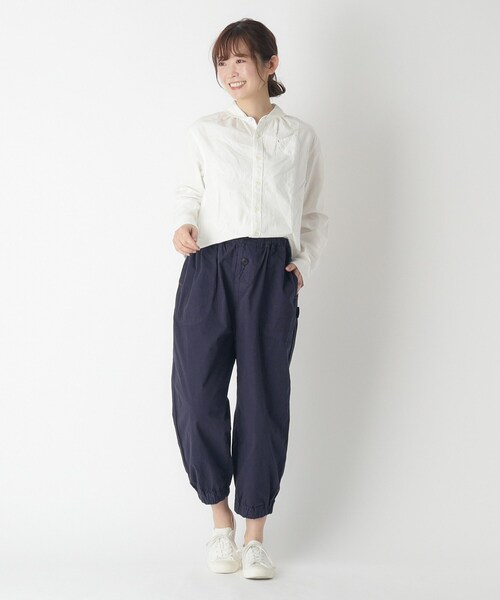 LAURA ASHLEY（ローラアシュレイ）の「【コットン100％/日本製/ワンマイルウエア】ウェザー裾ゴムパンツ（その他パンツ・レディース・アイボリー/ブルー系その他・38）」の8枚目の写真