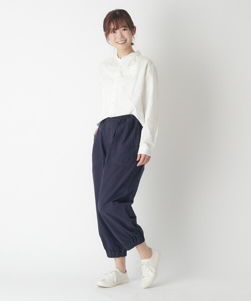 LAURA ASHLEY（ローラアシュレイ）の「【コットン100％/日本製/ワンマイルウエア】ウェザー裾ゴムパンツ（その他パンツ・レディース・アイボリー/ブルー系その他・38）」の9枚目の写真