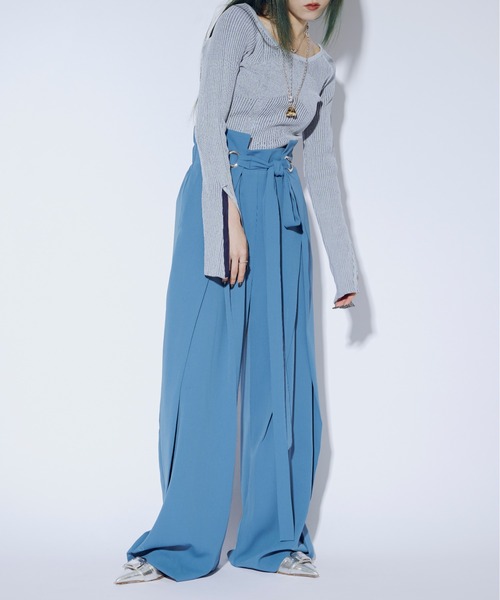 Ezick（エジック）の「Waist ring タックワイドスラックス（スラックス・レディース・ブラック/レモンイエロー/ブルー・FREE）」の19枚目の写真