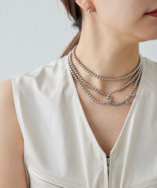 GALLARDAGALANTE（ガリャルダガランテ）の「【インフルエンサー企画商品】ボールビーズアレンジネックレス（ネックレス・レディース・シルバー・FREE）」の3枚目の写真