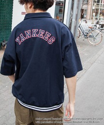 MLB（メジャーリーグベースボール）の「【MLB / メジャーリーグベースボール】 ハーフジップ ワッペン刺繍 裾リブ バックロゴ ポロシャツ（Tシャツ/カットソー）」