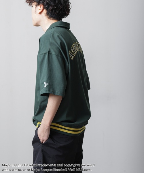 MLB(メジャーリーグベースボール)の「【MLB / メジャーリーグベースボール】 ハーフジップ ワッペン刺繍 裾リブ バックロゴ ポロシャツ(Tシャツ/カットソー・メンズ・ネイビー/グリーン/ブラック/ホワイト・MEDIUM/X-LARGE/LARGE)」の18枚目の写真