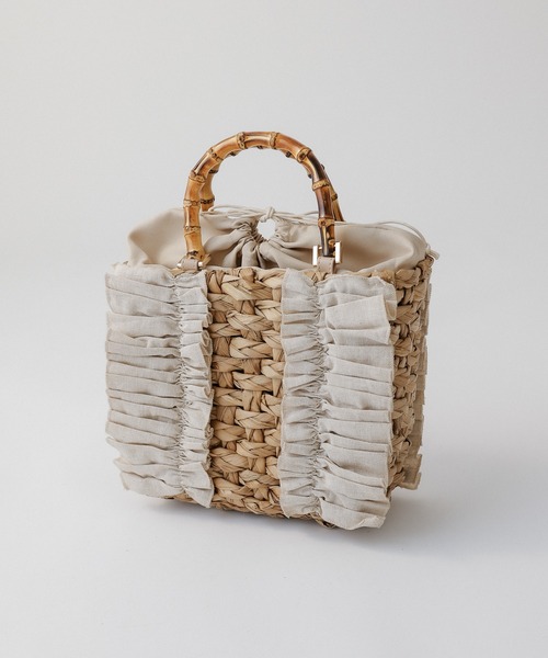 DEICY（デイシー）の「フリルバンブーハンドルバッグ（ハンドバッグ・レディース・ベージュ/ブラック・FREE）」の7枚目の写真