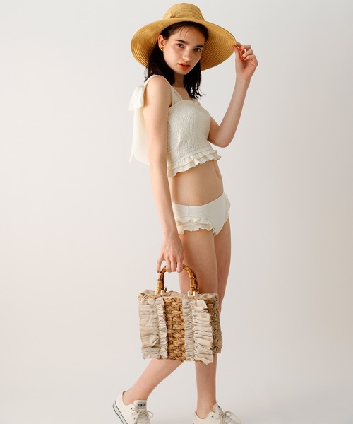 DEICY（デイシー）の「フリルバンブーハンドルバッグ（ハンドバッグ・レディース・ベージュ/ブラック・FREE）」の3枚目の写真