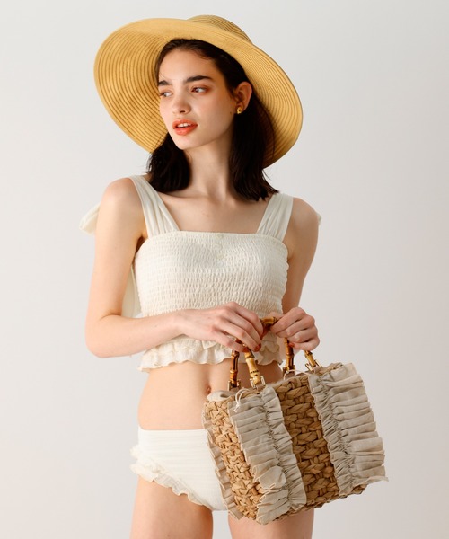 DEICY（デイシー）の「フリルバンブーハンドルバッグ（ハンドバッグ・レディース・ベージュ/ブラック・FREE）」の4枚目の写真