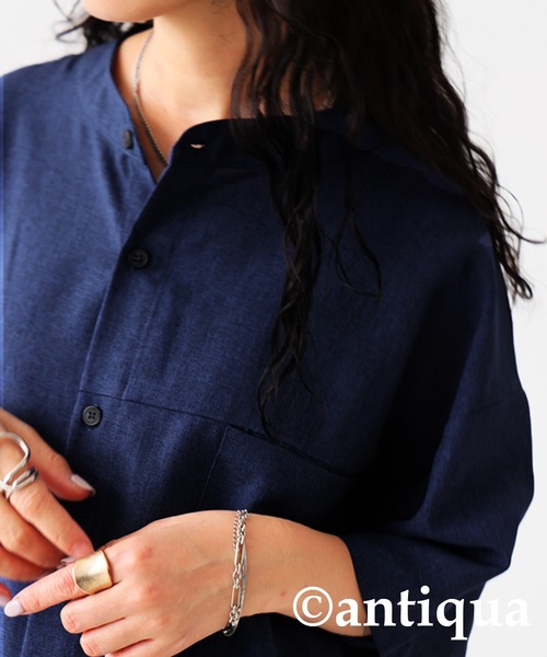 antiqua（アンティカ）の「半袖オールインワン（サロペット/オーバーオール・レディース・ブラック/ネイビー・R/P）」の5枚目の写真