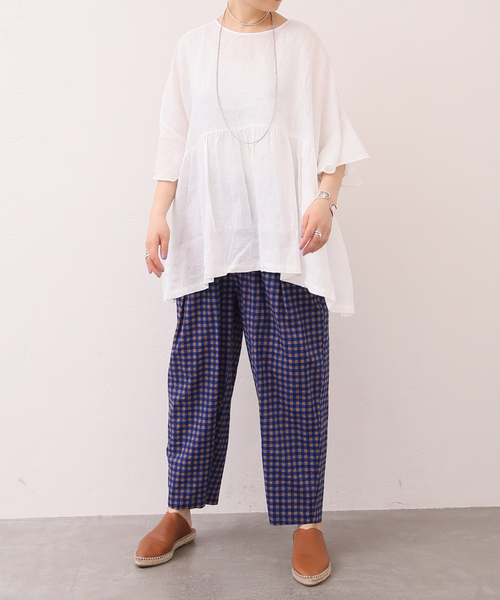 journal standard luxe 60リネンギャザープルシャツ　ピンク JOURNAL STANDARD LUXE（ジャーナルスタンダード ラックス）の