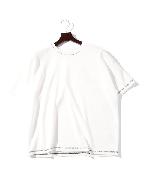 THISIS(ディスイズ)の「ビッグシルエット ダンボールニット ステッチング クルー Tシャツ レディース(Tシャツ/カットソー・レディース・ホワイト/サックスブルー/ブラック・X-LARGE/LARGE/MEDIUM)」の2枚目の写真