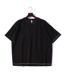 ビッグシルエット ダンボールニット ステッチング クルー Tシャツ レディース