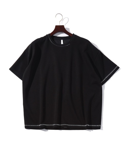 THISIS(ディスイズ)の「ビッグシルエット ダンボールニット ステッチング クルー Tシャツ レディース(Tシャツ/カットソー・レディース・ホワイト/サックスブルー/ブラック・X-LARGE/LARGE/MEDIUM)」の1枚目の写真